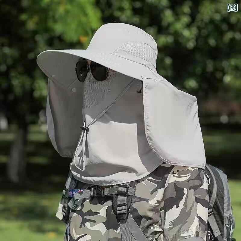 メンズ 帽子 アウトドア 釣り帽 登山帽 ワイドブリム 日焼け防止 フェイスマスク ...