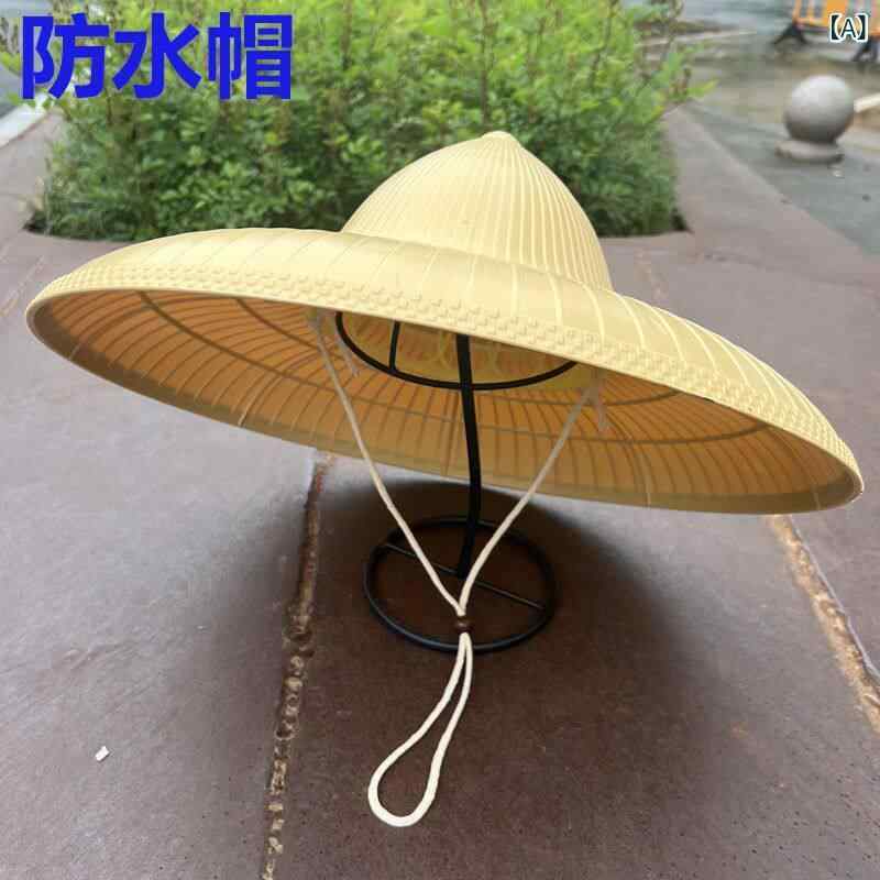 帽子 男女用 防水 笠帽子 大つば 雨よけ 日よけ UVカット 農作業 ガーデニング ア...