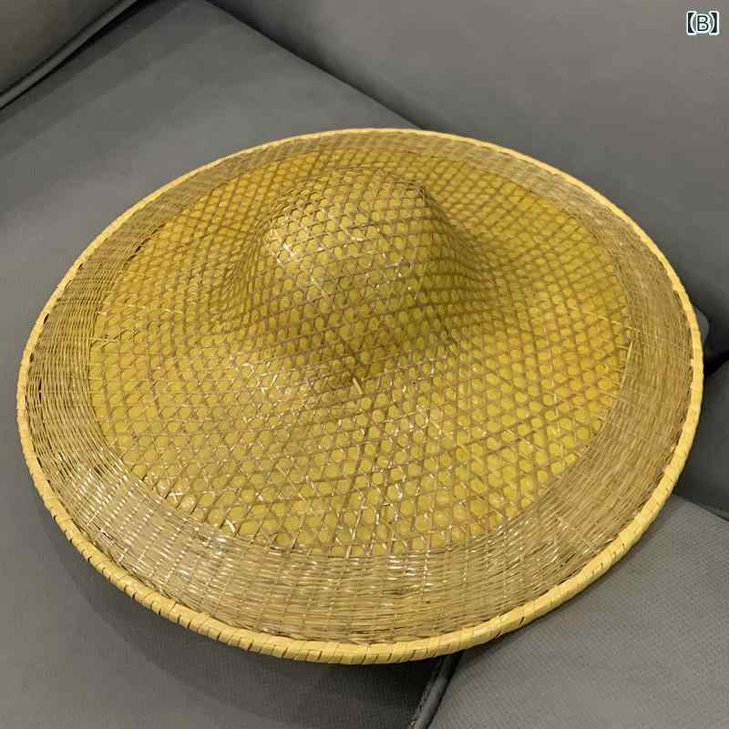 笠帽子 麦わら帽子 竹編み メンズ レディース 屋外用 遮陽 釣り用 農作業用 防雨 ...