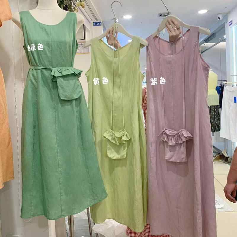 ワンピース レディース ノースリーブ 緑 ロング 夏用 韓国 シンプル キャンディカラー スリムフィット ボディコン 修身 显瘦 糖果色 背心 连衣裙 女 夏季 新款 简约 长裙子