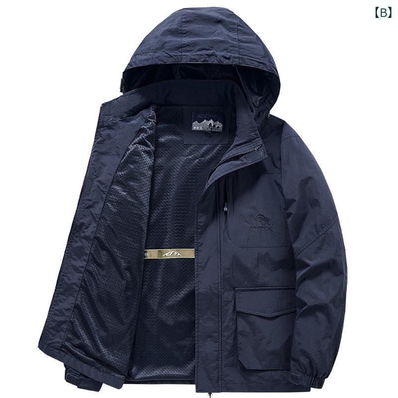 ジャケット メンズ 春秋 アウトドア 速乾 防水 ビッグサイズ ゆったり 薄手 フィット カジュアル ワークウェア アウター 上着 軽量 機能性