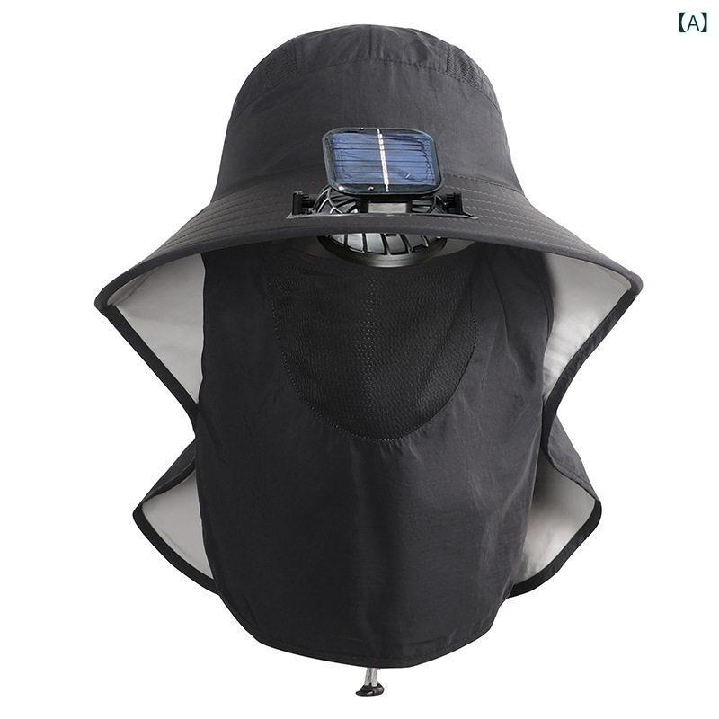 日よけ帽子 扇風機付き UVカット ショール機能 ソーラー電源 アウトドア用 登山 釣り 旅行 夏用 軽量 防水加工 riverpaddy-11396140 リバーパディ サンプル画像2