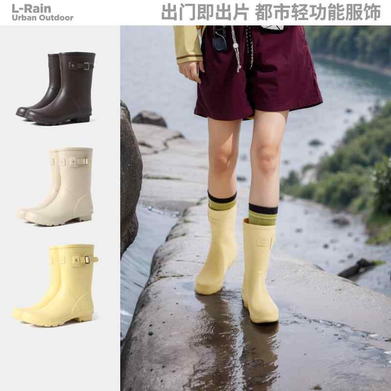 雨靴 女性用 防水 防滑 厚底 中筒 黄色 通勤 アウトドア ハイキング 耐摩耗 レインシューズ ミドル丈 滑り止め 耐久性・アッパー素材: ゴム+添加剤・ライニング素材: 布・ソール素材: ゴム+添加剤・筒丈: 中筒.20-28cm・サイズ展開: 36.37.38.39.40・カラー展開: ライトイエロー.海塩アプリコット.モカブラウン.スターダストシルバー.ホットピンク・機能: 滑り止め