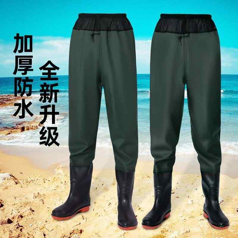 釣り用 防水パンツ 全身カバー 男女兼用 軽量 レインパンツ レインシューズ付き 海水対応 アウトドア 水中活動 伸縮性 速乾素材 ブラック系 通年使用