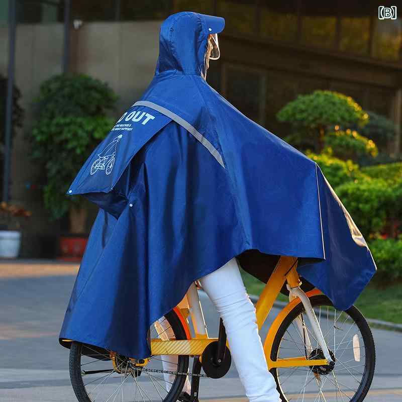 雨具 ジュニア 男女 自転車用 ロング丈 全身防水 ポンチョ サイクリング ハイキン...