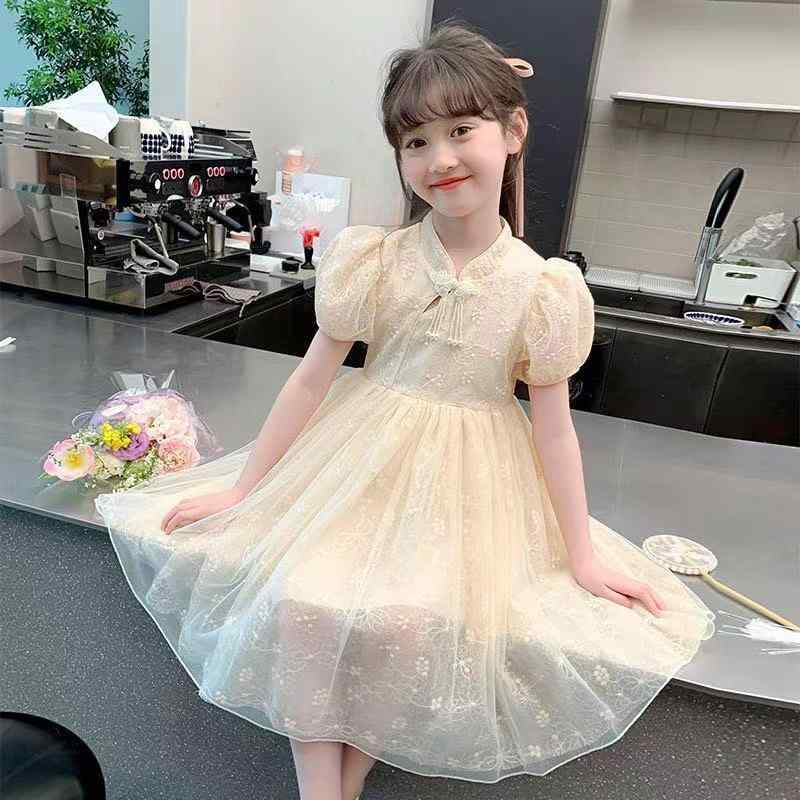 ワンピース キッズ 女の子 子供 チャイナドレス 漢服 プリンセスドレス ドレス チュールスカート かわいい おしゃれ お姫様 衣装 七五三 発表会 結婚式 演奏会 イベント パーティー 記念日 撮影用 フォーマル カジュアル お出かけ着 春夏用