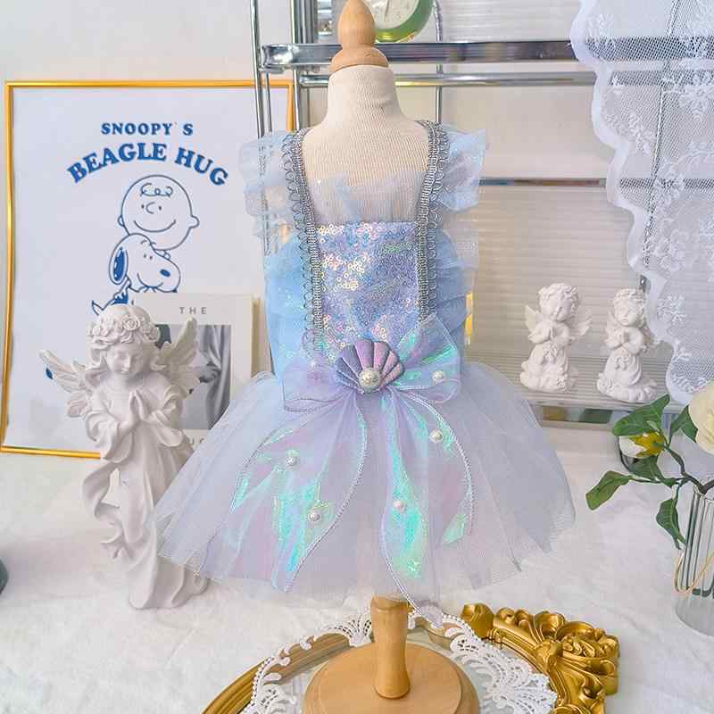 ペットドレス 小型犬 猫用 夏 薄手 ウェディング スカート かわいい 軽量 素材 チュール 装飾