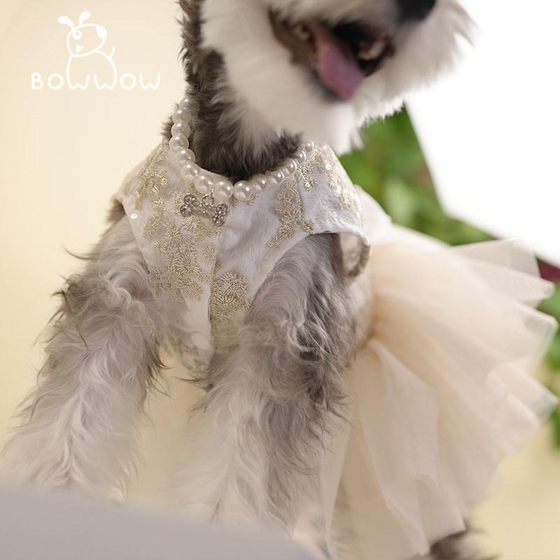 犬用 ウェディングドレス プリンセススタイル チュール素材 かわいい ペットパーティー服 軽量 フリル 多サイズ対応