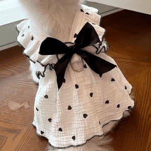ペット用 ドレス 春夏 犬猫 綿素材 ハート柄 かわいい 軽量 通気性 吸湿速乾 普段使い