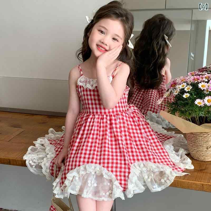 ワンピース キッズ 女の子 ジャンパースカート チェック柄 フリル付き ノースリー...