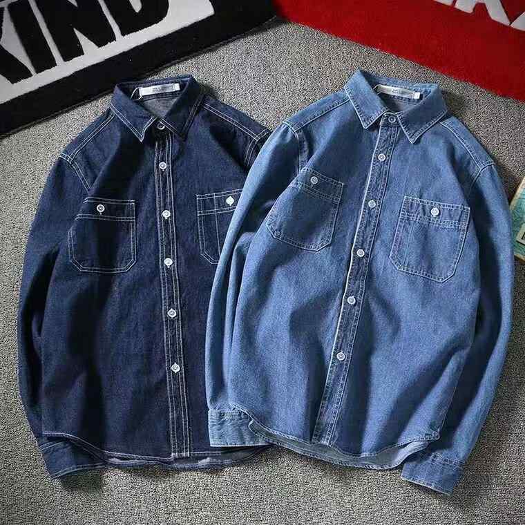 メンズ 長袖 シャツ トップス 牛仔 デニム 秋冬 秋 ウィンター 復古 ヴィンテージ ゆるシルエット ゆったり 着こなし フィット シャツジャケット シャツアウター 長袖上着 ゆったり上衣 ライトウェイト 軽量 コットン 綿素材 ストレッチ