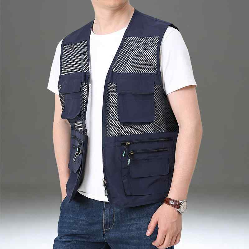 Fishing Vests - メンズ ベスト 春夏 薄手 メッシュ 通気 速乾 アウトドア 多ポケット 釣り 撮影用 カジュアル 軽量 吸湿 機能性