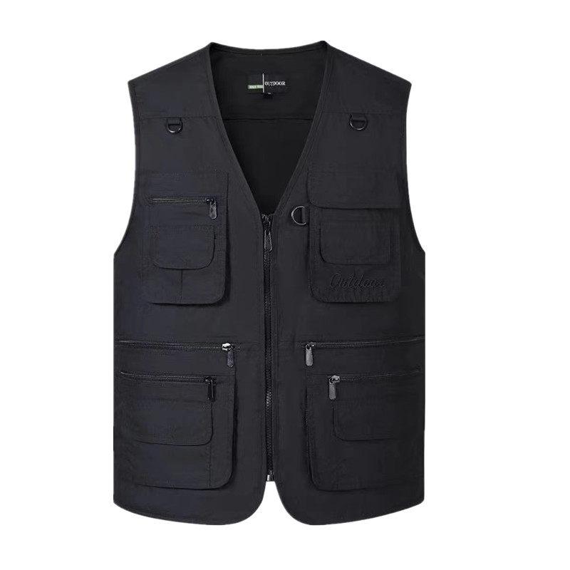 Vests - ベスト メンズ 春夏秋 アウトドア 大きめ 多ポケット 薄手 軽量 父親向け 釣り 写真撮影 レジャー 普段使い 機能性