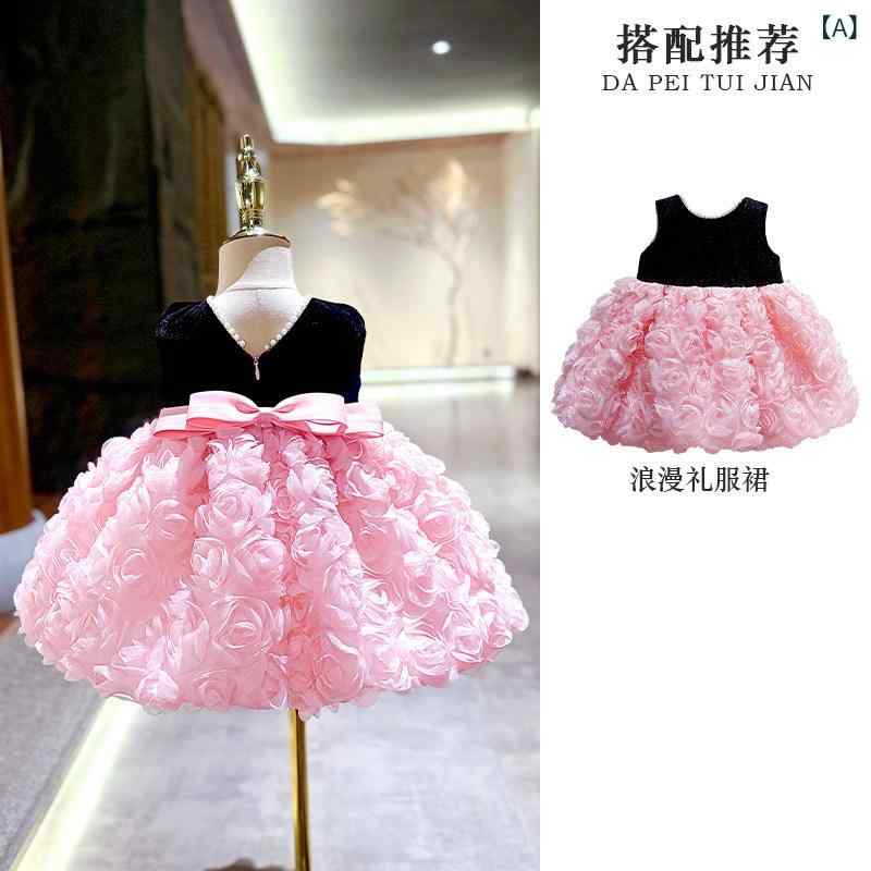 ワンピース ベビー 女の子用 夏 ピンク プリンセスドレス 誕生日 パーティー かわいい 軽量 通気性 コットン 素材 フリル