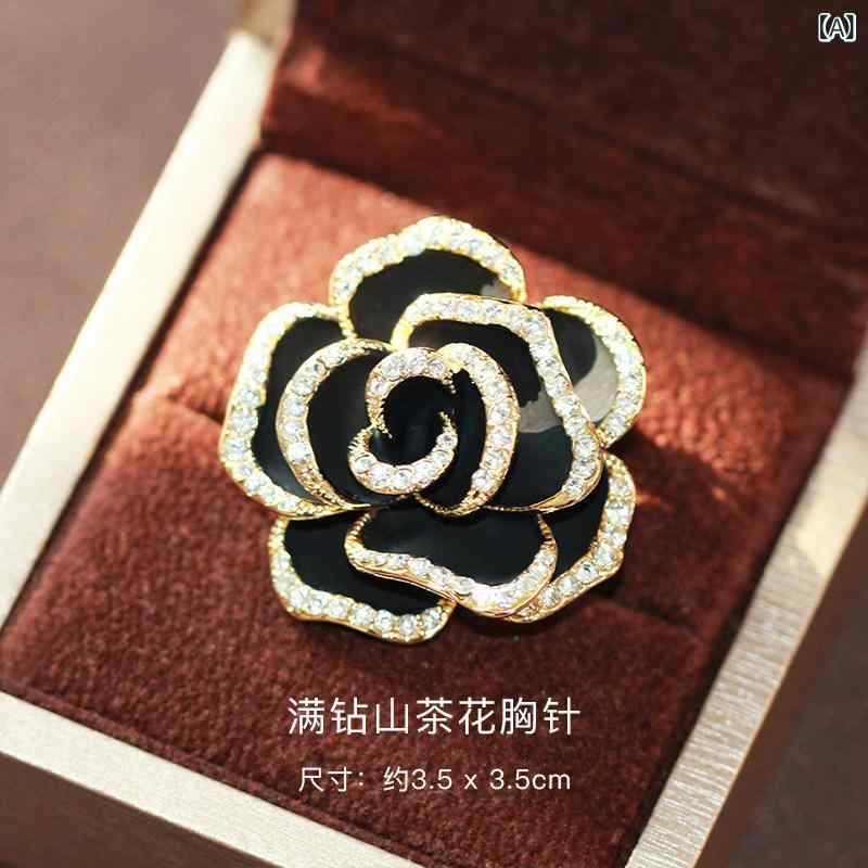 Organdy - レディース ブローチ 山茶花 モチーフ 高級感 繊細 エレガント アクセサリー ジャケット セーター トップス コーデ 胸元 飾り 女性 向け 日常使い