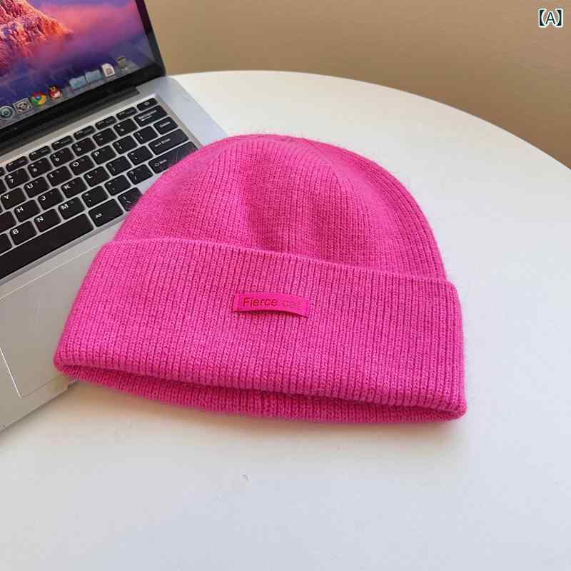 Knit Hat - ニット帽 レディース 秋冬 韓国 無地 暖か 厚手 毛糸 ベレー風 小顔効果 合わせやすい 日常使い 伸縮性 コンパクトフィット カジュアルスタイル