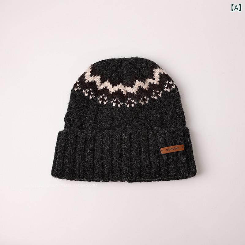 Knit Hat - ニット帽 レディース 秋冬 ワインレッド レトロ 保暖 耳あて 顔見せ ビーニー 毛糸 ボルドー系 暖か 耳カバー ソフト 伸縮性 普段使い アウトドア