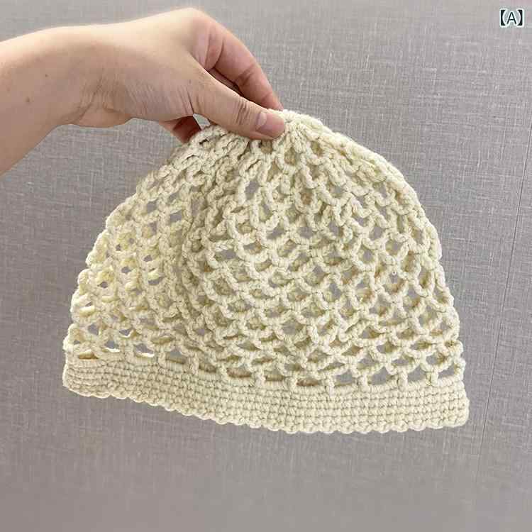 帽子 レディース 手編み クロシェ 透かし ニット プルオーバー ヘッドラップ 春秋 通気性 接触冷感 韓国 毛糸 普段使い 合わせやすい・スタイル: カジュアル・帽型: 丸頂・対象: 女性・使用シーン: 外出・: 包頭帽/頭巾帽・対象年齢: 15-39歳・サイズ: 均一（頭囲55-58cm）・カラー: 黒.グレー.ベージュ