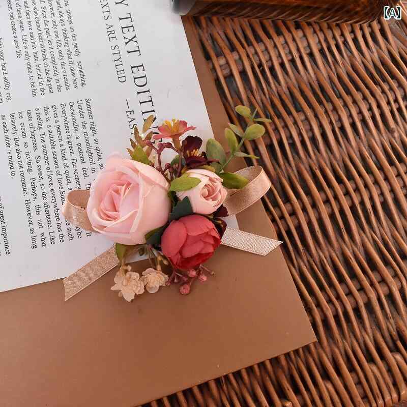 Corsages - 胸花 ブーケ 森系 ナチュラル 欧風 結婚式 コサージュ ハンドフラワー 新郎新婦 両親 姉妹用 開業式 祝賀式 会議 パーティー 花飾り 装飾品