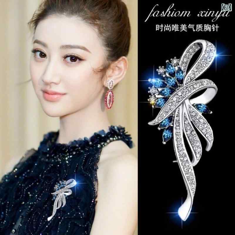 ブローチ 女性用 高級感 精巧 水晶 花モチーフ スーツ フォーマル 軽奢 ピン アク...
