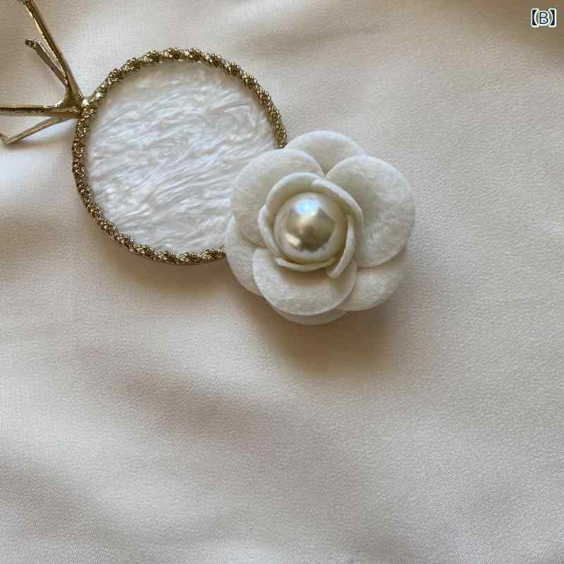 ブローチ レディース カメリア 花モチーフ 蝶結び リボン パール 装飾 ビロード 素...