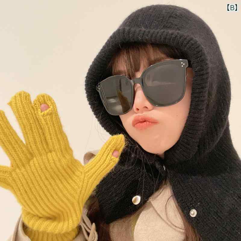 レディース 冬用 ニット帽 バラクラバ マフラー 2way 防寒 暖か 毛糸 フード付き 韓国 おしゃれ ビーニー キャップ 首元カバー 2