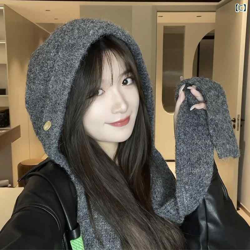 キッズ バラクラバ帽 ニット スカーフ一体型 ...の紹介画像3