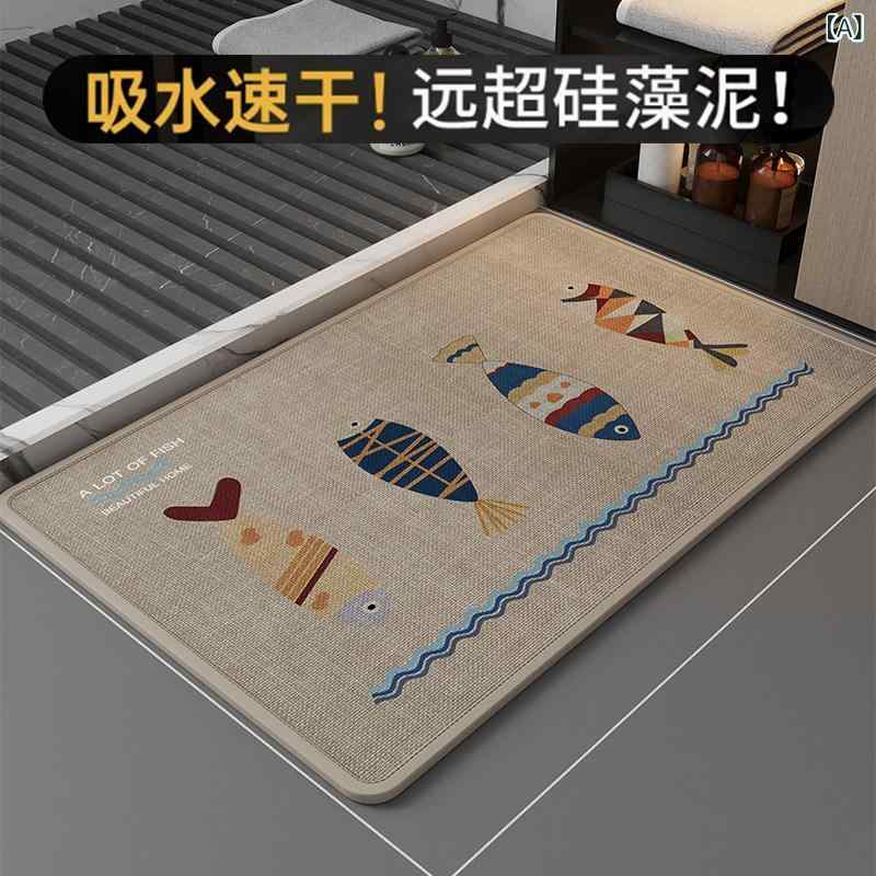 浴室マット トイレ用 洗面所用 玄関足元用 吸水 耐汚れ 防滑 麻織り 花柄 高級感 ナチュラル素材 室内用 日常使い 柔らかい触感