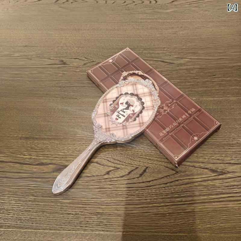 化粧鏡 手持ち コンパクトミラー ポータブル トラベル用 チョコレートカラー ミルクティーブラウン ブ..