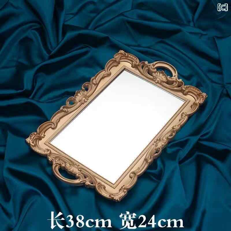 化粧鏡 壁掛け鏡 フランス風 レトロ 宮廷 浮き彫り 金色 異形 装飾 壁面 写真撮影用 ミラー ドレッシングミラー ハンギングミラー ヴィンテージスタイル 彫刻柄 ゴールド ユニーク形状 インテリア セルフィー メイクアップ 3