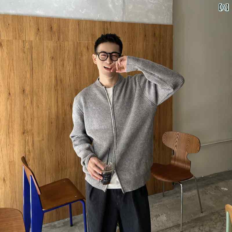 カーディガン メンズ 秋冬 カジュアル 単色 シンプル ニット ジッパー セーター アウター 日常使い 伸縮性 コーディネートしやすい・スタイル: 青春・版型: ゆったり型・袖型: 標準・対象: ・シーン: 休闲・タイプ: 開衫・厚み: 標準・袖丈: 長袖・細分スタイル: 洗練韓国・ネックライン: 丸首・サイズ展開: M,L,XL,2XL・カラー展開: グレー