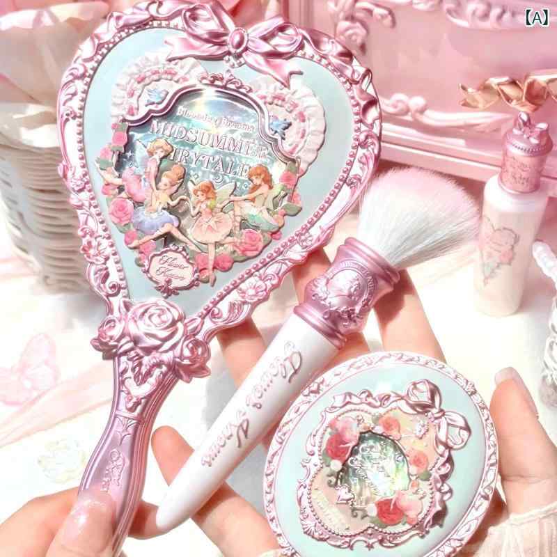手持ち鏡 かわいい ファンタジー ユニコーン 天使 蝶 いちご キューピッド 花柄 夏 携帯用 コンパクト メイクミラー ポケットミラー