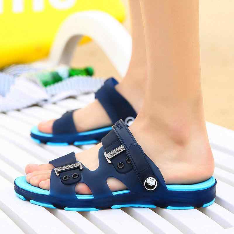サンダル メンズ 夏用 ビーチシューズ 室内外スリッパ 滑り止め 学生向け 穴あき フラットストラップ 通気性 軽量 クッション メッシュ素材 涼しい 普段使い アウトドア