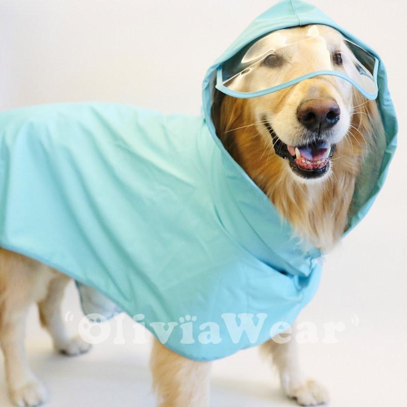 犬用雨衣 防水 ケープ お腹覆い 柔らかい素材 大型犬対応 散歩用 ペットレインコート 伸縮性 軽量