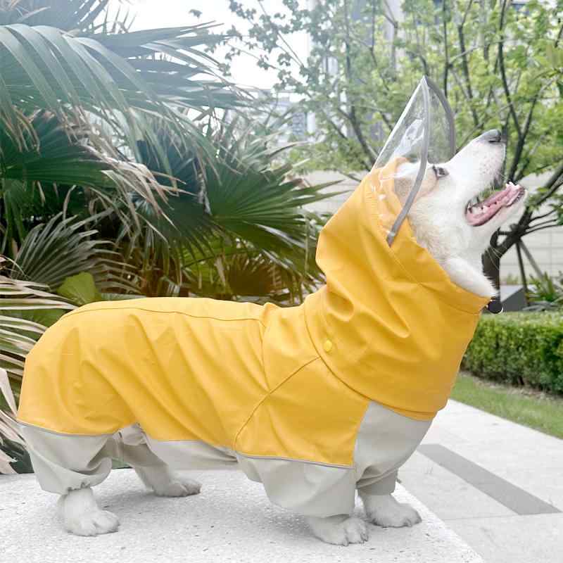 レインコート 犬用 防水 短足対応 全覆盖 四脚カバー 腹巻き ペット雨具 散歩用 アウトドア 軽量 伸縮性