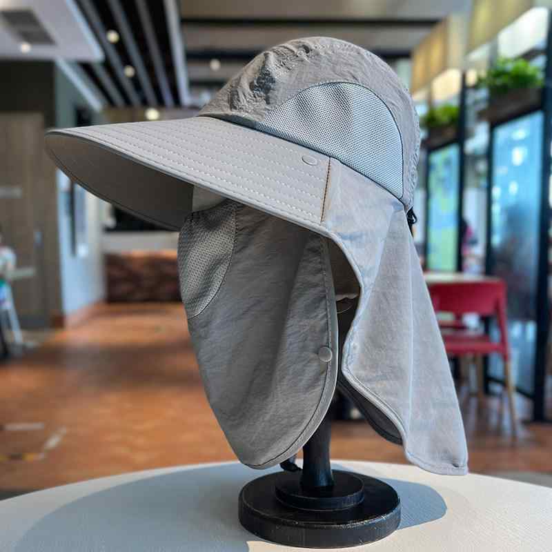 フィッシャーマンハット 男女用 夏用 大つば UVカット アウトドア サイクリング 釣り 登山 顔首ガード 軽量 通気性 防水加工 ブラック ネイビー グレー(4.0)