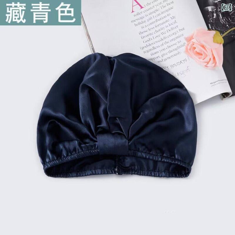 寝帽 女性用 　 ヘアカバー 髪保護 就寝用 油吸収 産後ケア 絹素材 吸湿性