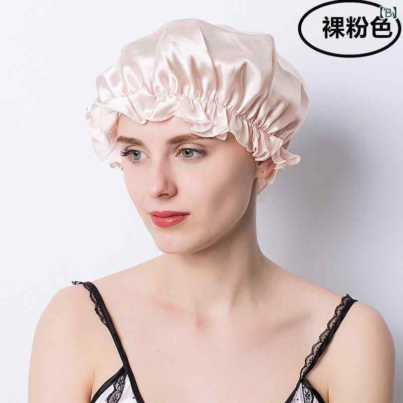 女性用 　 睡眠ヘッドカバー 桑蚕絲 髪保護 乱れ防止 無圧迫 ヘアキャップ 伸縮性 ...