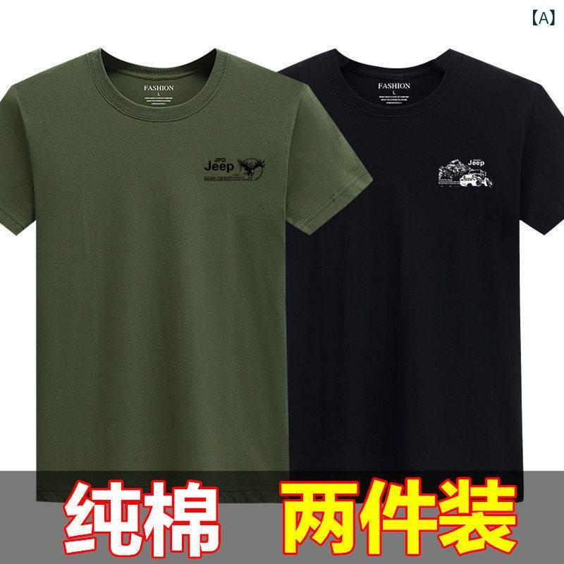 Tシャツ メンズ 短袖 夏用 綿100 クルーネック ビッグサイズ インナー 2枚セット カジュアル 普段使い 吸湿速乾 軽量 快適 トップス