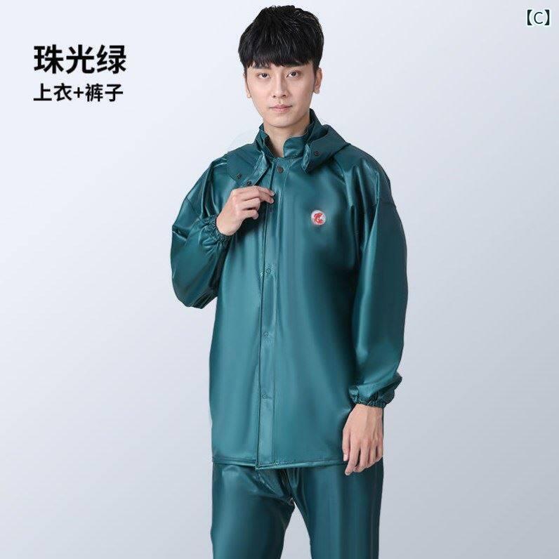 レインウェア 漁師用 PVC素材 セパレート 上下セット デリバリー 自転車 通勤 防水 耐久性 軽量 雨具 雨合羽