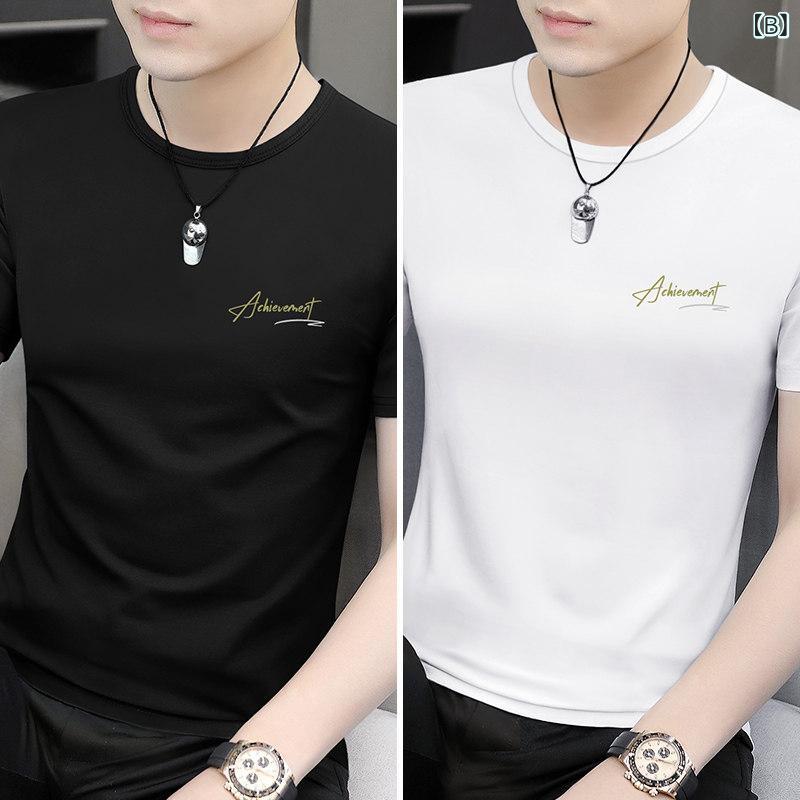 Tシャツ メンズ 短袖 夏用 接触冷感 速乾 クルーネック モダール生地 高級感 軽量 吸湿 伸縮性 カジュアル 普段使い 3