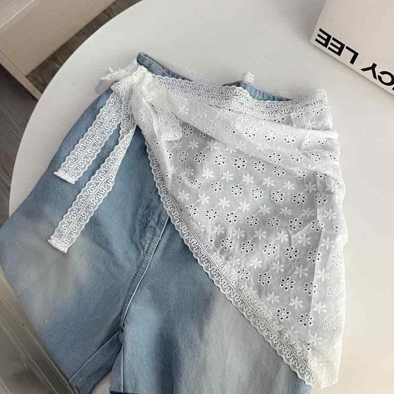 レディース 韓国 ファッション アクセサリー レイヤード 三角スカーフ レース フリル 腰巻き 紐付き 尻カバー 腰飾り ヘッドスカーフ ヘッドバンド ウエストベルト スタイリング 軽量 柔軟素材