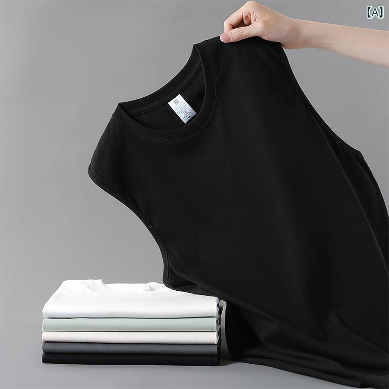 タンクトップ メンズ 夏用 ゆったり 100% 綿 薄手 無地 スポーツ インナー 日常使い 吸湿速乾 コットン ベースレイヤー