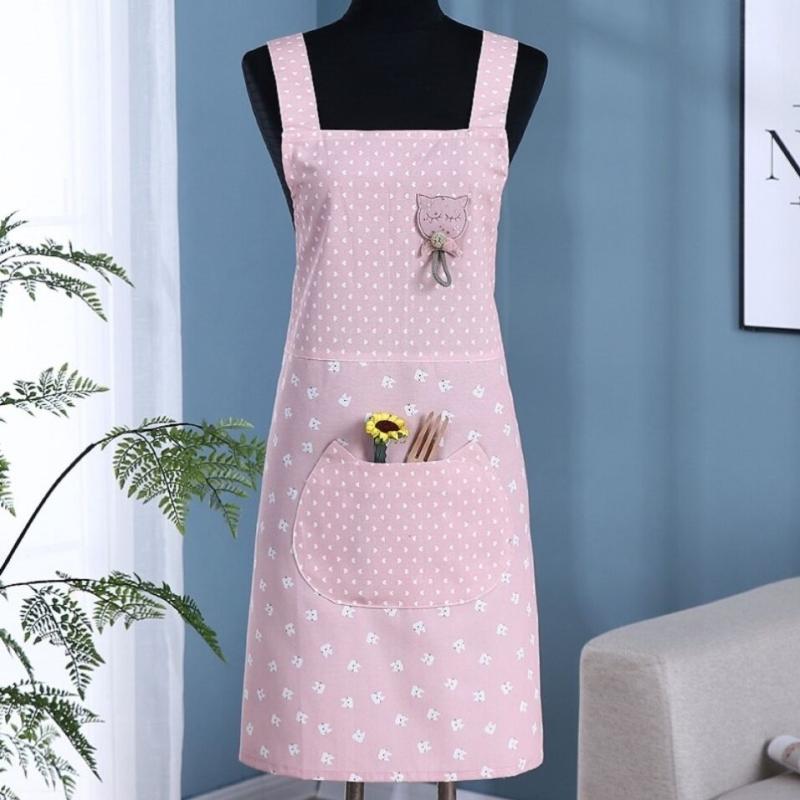 Gingham Aprons - エプロン 夏用 薄手 通気性 綿素材 油汚れ防止 かわいい プリンセス 韓国スタイル 家事用 キッチンウェア 軽量 吸湿速乾