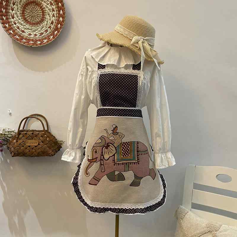 Sommelier Aprons - エプロン かわいい レトロ ビンテージ エスニック 民族風 柄 家庭用 キッチン 料理 家事 防汚 汚れ防止 飲食店 レストラン 作業着 ユニフォーム 小型 ハーフ