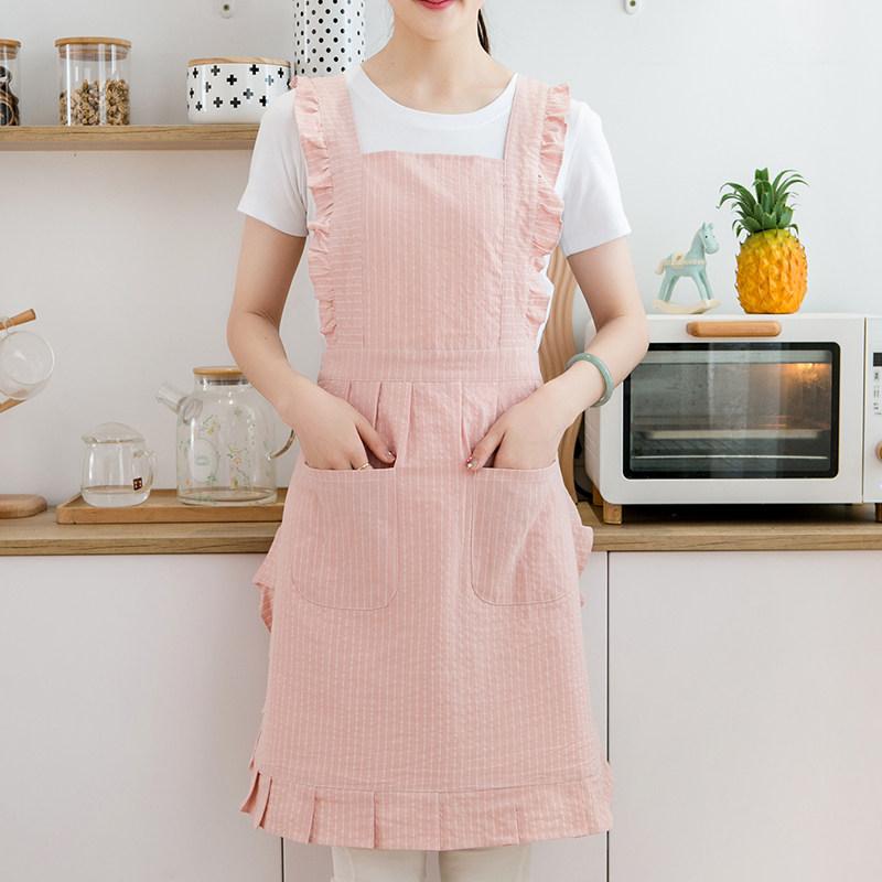 Gingham Aprons - エプロン メンズ レディース 綿素材 キッチン用 家庭用 かわいい 日系 スカートタイプ ファッション 韓国 夏用 通気性 腰巻き