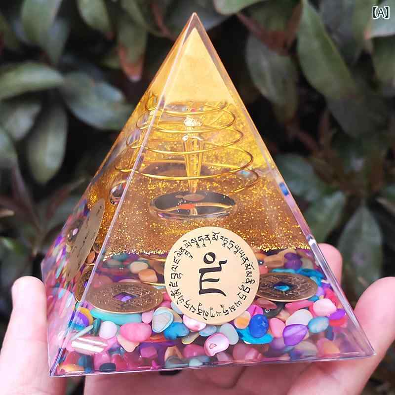 置物 金剛杵 水晶 砕石 金字塔 樹脂 手芸 オフィス インテリア デスク 飾り スピリチュアル アイテム 家庭用 装飾