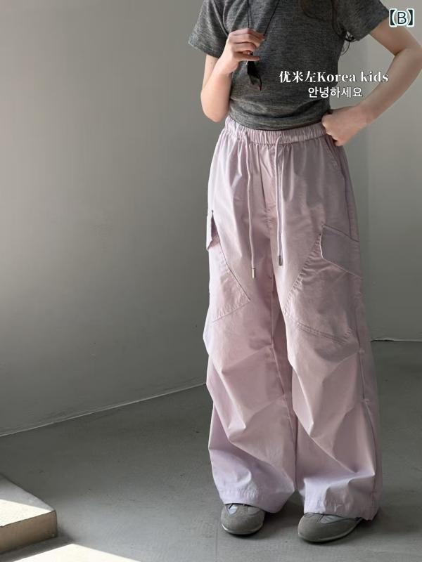 女の子 夏 カーゴパンツ ゆったり フィット カジュアル 薄手 子供服 普段使い 軽量...