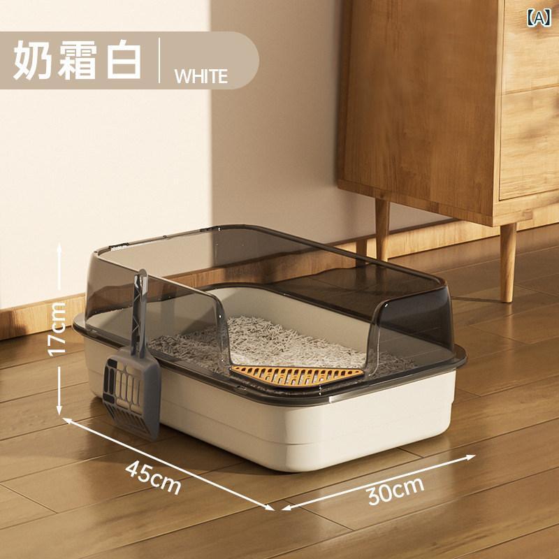 乐天商城 - 猫トイレ 猫砂バケツ 半密閉型 飛び散り防止 大型 小型 子猫用 全開放型 大型 巨型 プラスチック製 室内用 掃除簡単 耐久性 シンプル