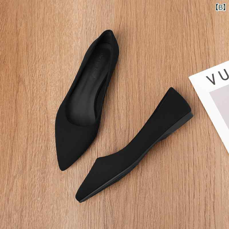 パンプス レディース ぺたんこ フラットシューズ ポインテッドトゥ ブラック 黒 ローヒール 痛くない 疲れにくい 履きやすい 通勤用 仕事用 立ち仕事 事務用 フォーマル オフィス カジュアル 歩きやすい シンプル 無地 きれいめ 婦人靴 柔らかい クッ riverpaddy-11630112 リバーパディ サンプル画像3